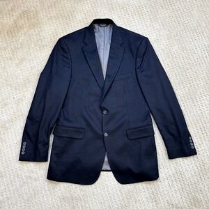 Jos. A. Bank Blazer Mens 41L Navy Blue 100% Cashmere Sport Coat Two Button Long